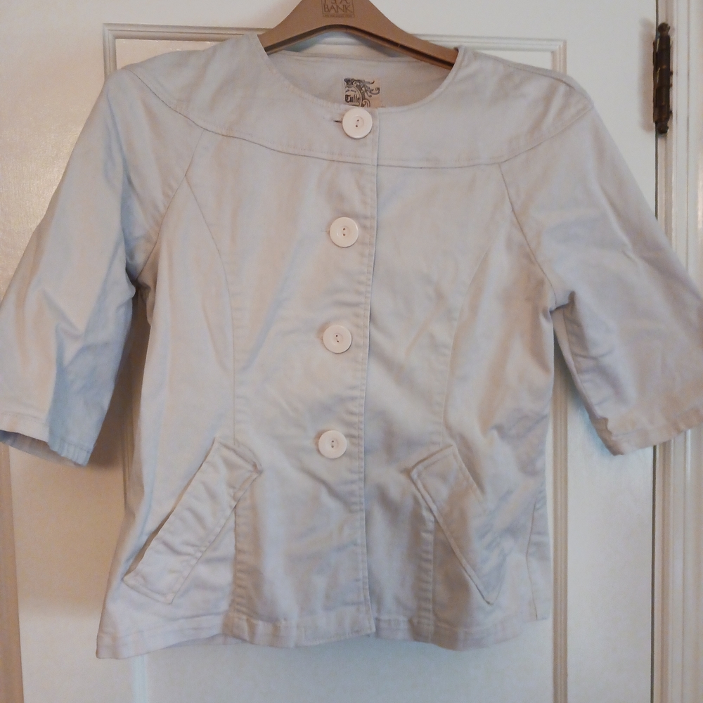 Tulle Cream Button-Up Blazer